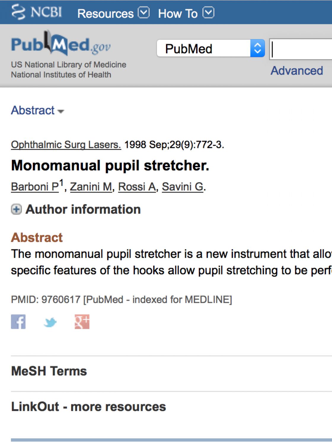 Monomanual pupil stretcher.